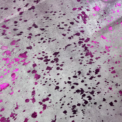 Pink Metallic Cowhide Rug Size: 7x6.5 feet Y-101