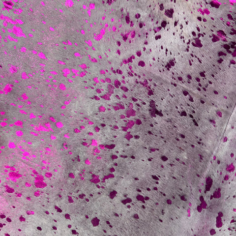 Pink Metallic Cowhide Rug Size: 7x6.5 feet Y-101