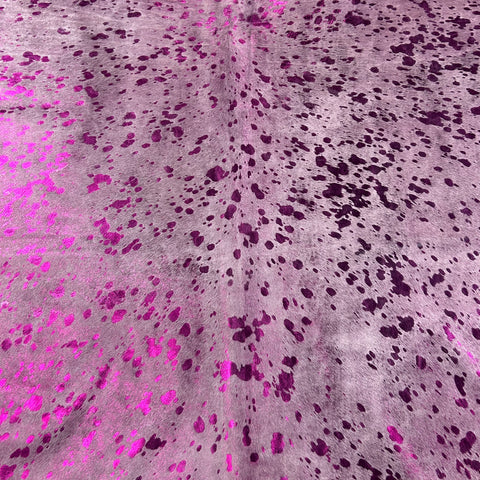 Pink Metallic Cowhide Rug Size: 7.2x6.5 feet Y-102