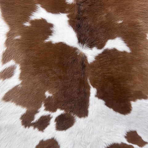 Brown and White Calf Skin (longish hair/ some bald spots) Size: 42x37" X-003