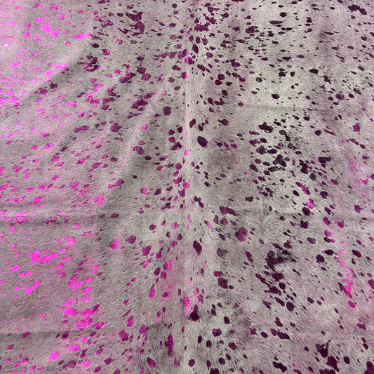 Pink Metallic Cowhide Rug Size: 7.5x6 feet Y-103