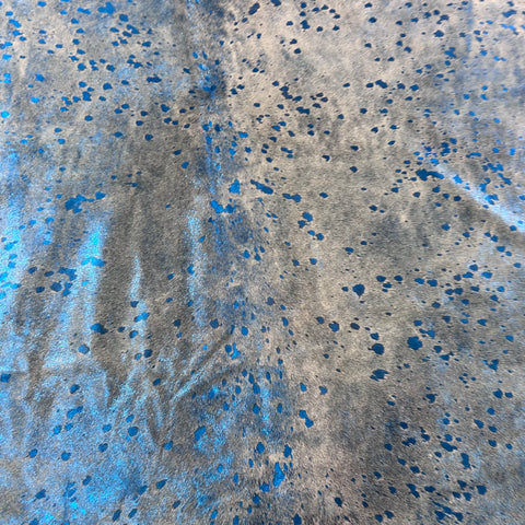 Blue Metallic Cowhide Rug (thick hide) Size: 8.5x7 feet Y-105