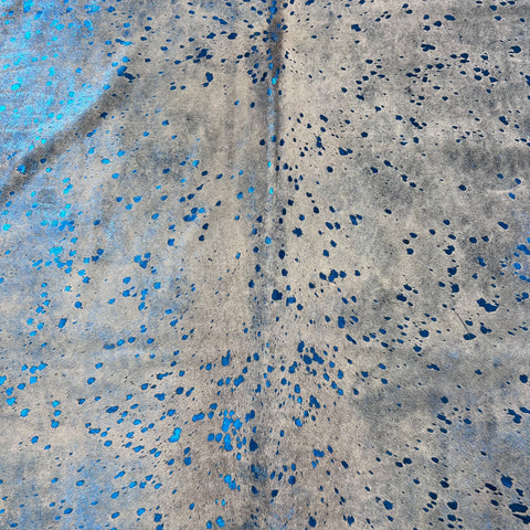 Blue Metallic Cowhide Rug Size: 8.7x7.7 feet Y-106