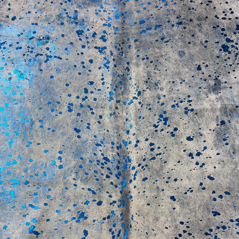 Blue Metallic Cowhide Rug Size: 8.7x7.7 feet Y-106