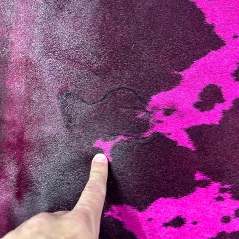 Dyed Pink Spotted Cowhide Rug Size: 7.2x7 feet Y-194