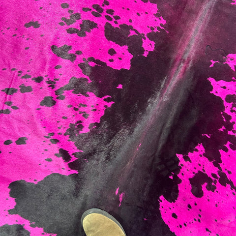 Dyed Pink Spotted Cowhide Rug Size: 7.2x7 feet Y-194