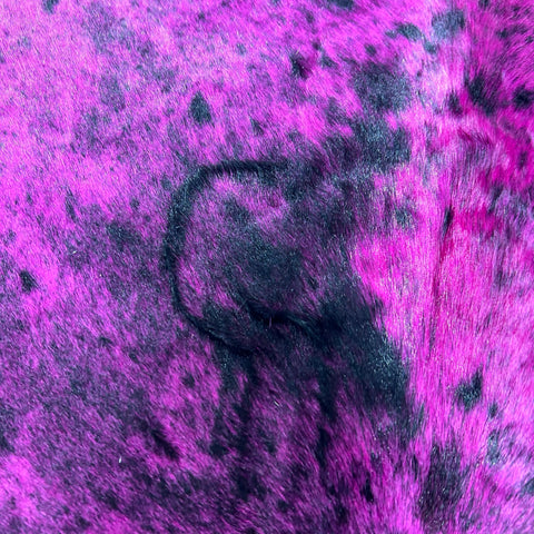 Dyed Pink Spotted Cowhide Rug (lots of fire brands) Size: 6.5x6.2 feet Y-196