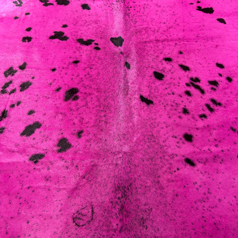 Dyed Pink Spotted Cowhide Rug Size: 7x7 feet Y-197