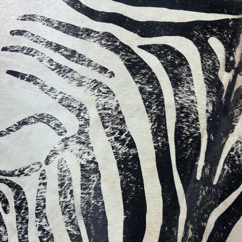 Distressed Zebra Print Cowhide Rug Size: 7.5x6.2 feet J-109