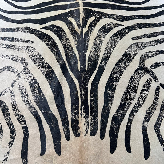 Distressed Zebra Print Cowhide Rug Size: 7.7x6 feet J-110