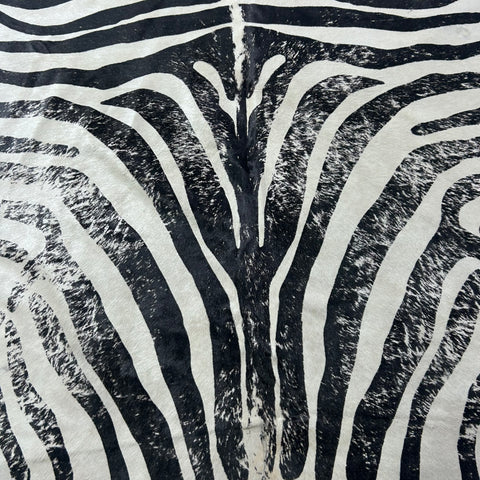 Distressed Zebra Print Cowhide Rug Size: 7x5.7 feet J-111