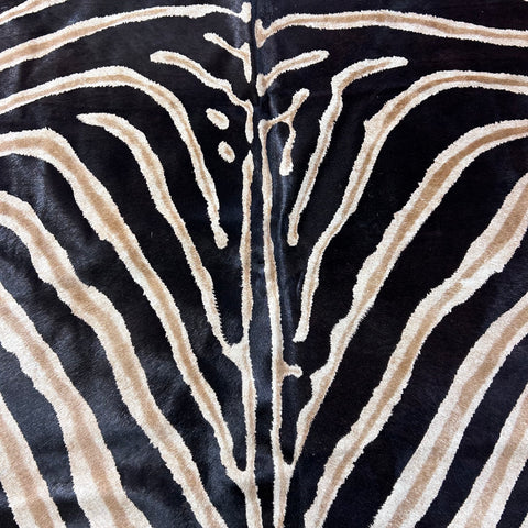 Dark Genuine Zebra Cowhide Rug (some small scars) Size: 6.5x5.5 feet D-774