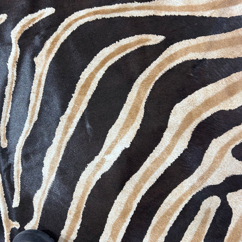 Dark Genuine Zebra Cowhide Rug (some small scars) Size: 6.5x5.5 feet D-774