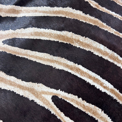 Dark Genuine Zebra Cowhide Rug (some small scars) Size: 6.5x5.5 feet D-774