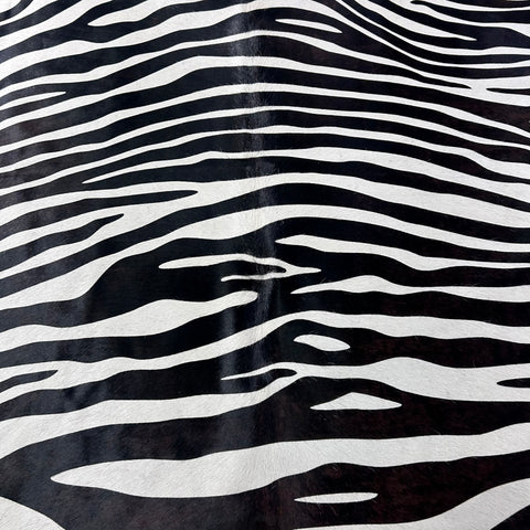Zebra Print Cowhide Rug (stripes are dark brown) Size: 7x5.5 feet J-112