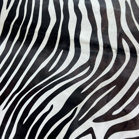 Zebra Print Cowhide Rug (stripes are dark brown) Size: 7x5.5 feet J-112
