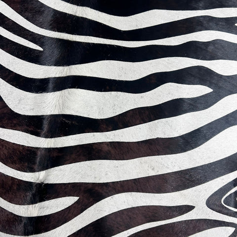 Zebra Print Cowhide Rug (stripes are dark brown) Size: 7x5.5 feet J-112
