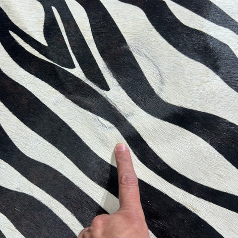 Zebra Print Cowhide Rug (stripes are dark brown) Size: 7x5.5 feet J-112