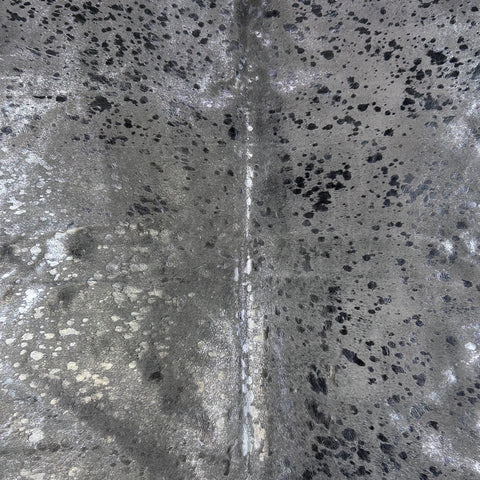 Silver Metallic Cowhide Rug Size: 7x6.5 feet D-777