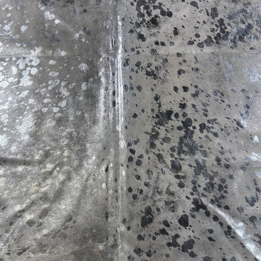 Silver Metallic Cowhide Rug Size: 8x6.5 feet D-778