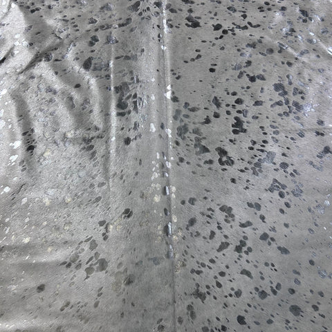 Silver Metallic Cowhide Rug Size: 7.5x7 feet D-779