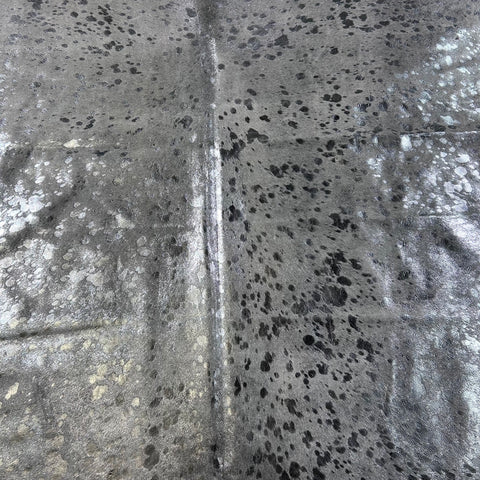 Silver Metallic Cowhide Rug Size: 7.2x6.2 feet D-780