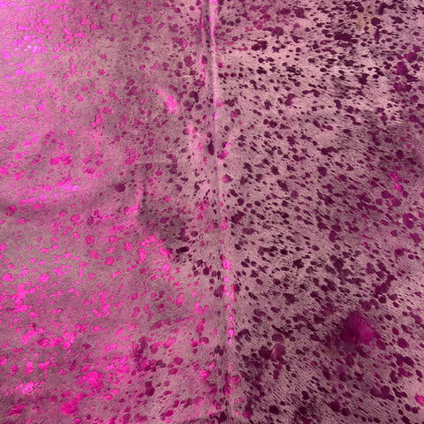 Pink Metallic Acid Washed Cowhide Rug Size: 5.2x4.7 feet Z-250