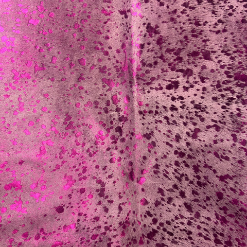 Pink Metallic Acid Washed Cowhide Rug Size: 5.2x4.7 feet Z-250
