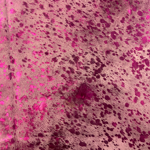 Pink Metallic Acid Washed Cowhide Rug Size: 5.2x4.7 feet Z-250