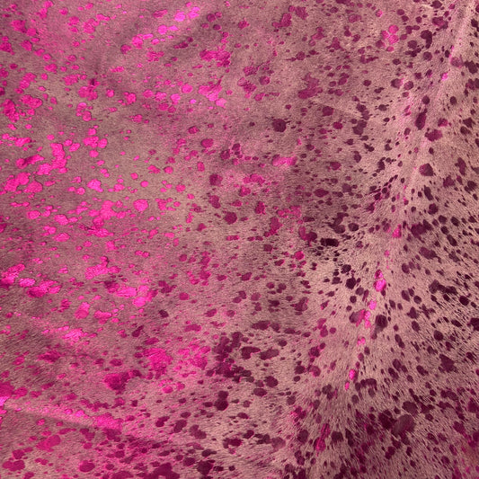 Pink Metallic Acid Washed Cowhide Rug Size: 5.2x4.7 feet Z-250