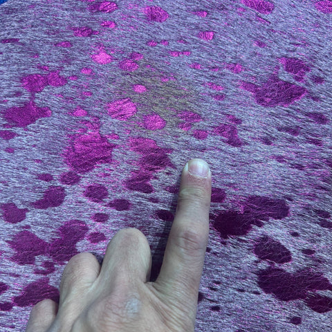 Pink Metallic Acid Washed Cowhide Rug Size: 5.2x4.7 feet Z-250