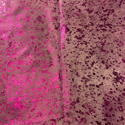 Pink Metallic Acid Washed Cowhide Rug Size: 5.5x4.7 feet Z-251