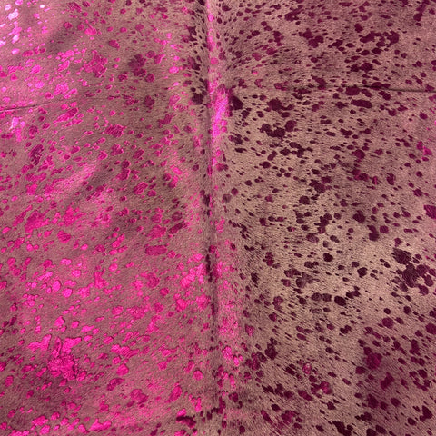 Pink Metallic Acid Washed Cowhide Rug Size: 5.5x4.7 feet Z-251