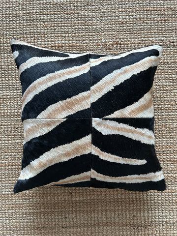 19 x 19" Zebra Cowhide Pillow Cover / Printed Cowhide Pillow Cover -Lumbar- Size: 19 in x 19 in