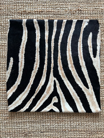 19 x 19" Zebra Cowhide Pillow Cover / Printed Cowhide Pillow Cover -Lumbar- Size: 19 in x 19 in