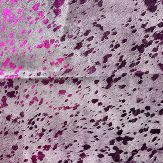 Pink Metallic Cowhide Rug Size: 8x7 feet D-787