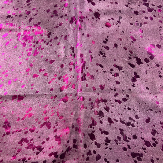 Pink Metallic Cowhide Rug Size: 7.5x6.5 feet D-790