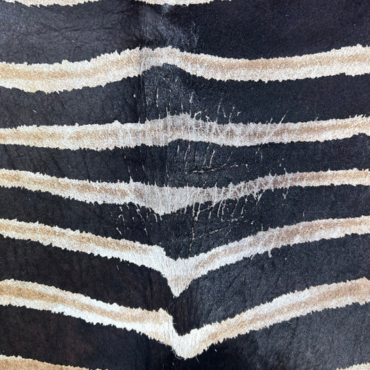 Dark Genuine Zebra Cowhide Rug (some imperfections) Size: 7x6 feet Z-255