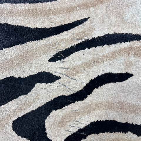 Light Genuine Zebra Cowhide Rug (some stretch marks) Size: 7x5.5 feet Z-257