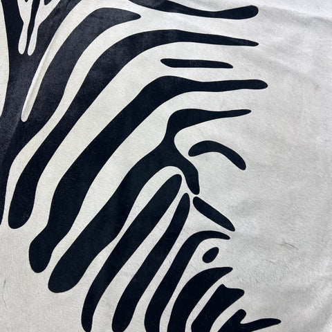 Zebra Print Cowhide Rug Size: 7x6.5 feet J-004