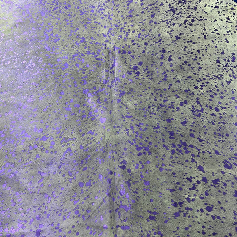Purple Metallic Acid Washed Cowhide Rug Size: 7x7 feet J-117