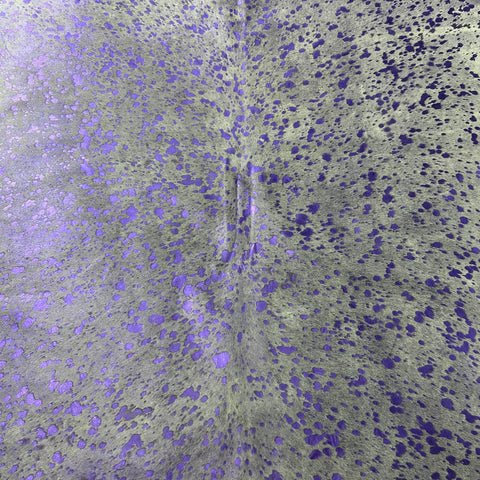 Purple Metallic Acid Washed Cowhide Rug Size: 7x7 feet J-117