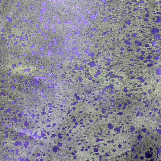 Purple Metallic Acid Washed Cowhide Rug Size: 7x7 feet J-117
