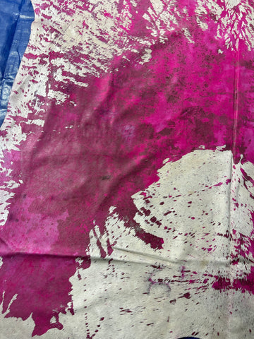 Pink Acid Washed Cowhide Rug Size: 8x7 feet D-330