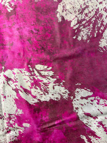 Pink Acid Washed Cowhide Rug Size: 8x7 feet D-330