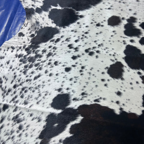 Spotted Black and White Cowhide Rug (a bit of brown/ 39.75 sq ft) Size: 7x7 feet Colombia-265