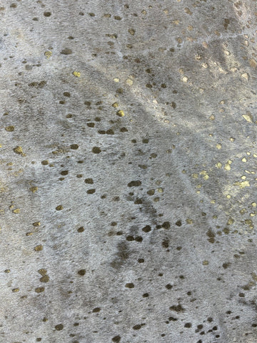 Gold Metallic Acid Washed Cowhide Rug Size: 8x7 feet D-338
