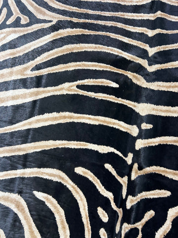 Dark Genuine Zebra Print Cowhide Rug Size: 7x5.7 feet D-342