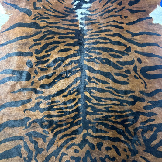 Siberean Tiger Print Cowhide Rug Size: 7.7x6.2 feet Z-258