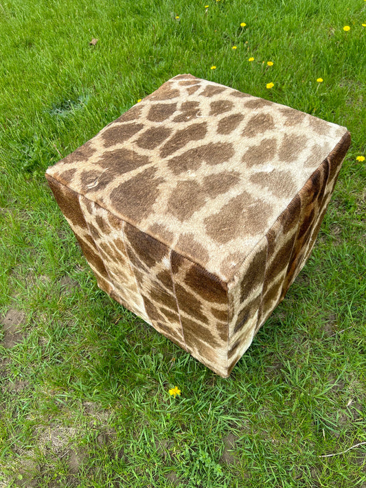 Giraffe Ottoman Genuine Giraffe Hide Cube Furniture Size: 20X20X20” Real Giraffe